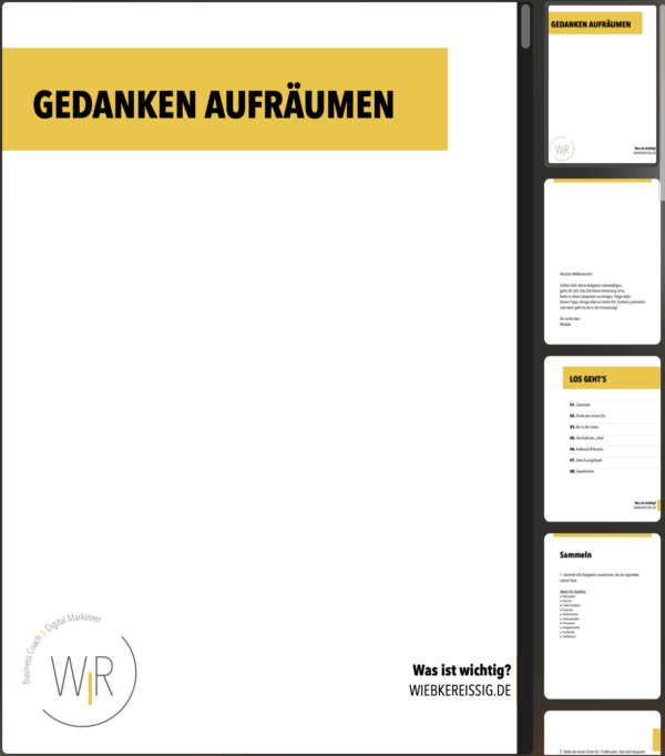 Booklet "Gedanken aufräumen"